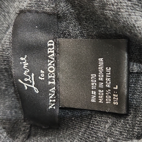 LENNIE FOR NINA LEONARD KNIT DRESS SIZE L DARK GREY TURTLE NECK BUTTONS EMBELLIS - Picture 8 of 12